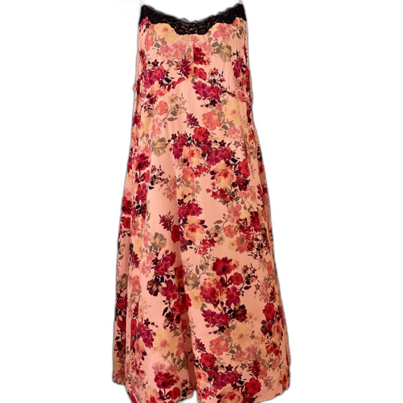 Torrid Pink Floral Stretch Challis Tea Length Cami Dress Size 2XL Babydoll - Picture 2 of 11